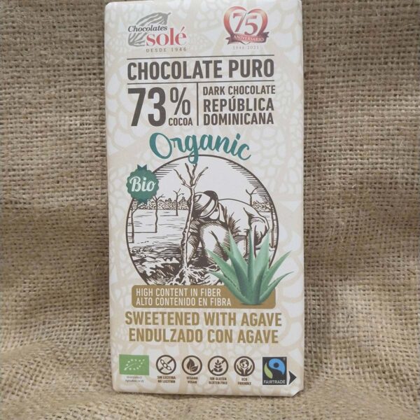 Sole chocolate negro 73% agave - DeTarros Productos a granel